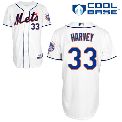 Matt Harvey #33 MLB Jersey-New York Mets Men's Authentic Alternate 2 White Cool Base Baseball Jersey